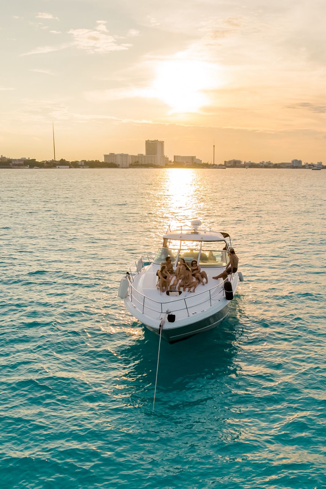 Dream 44ft Cancun yacht social deck and sea views