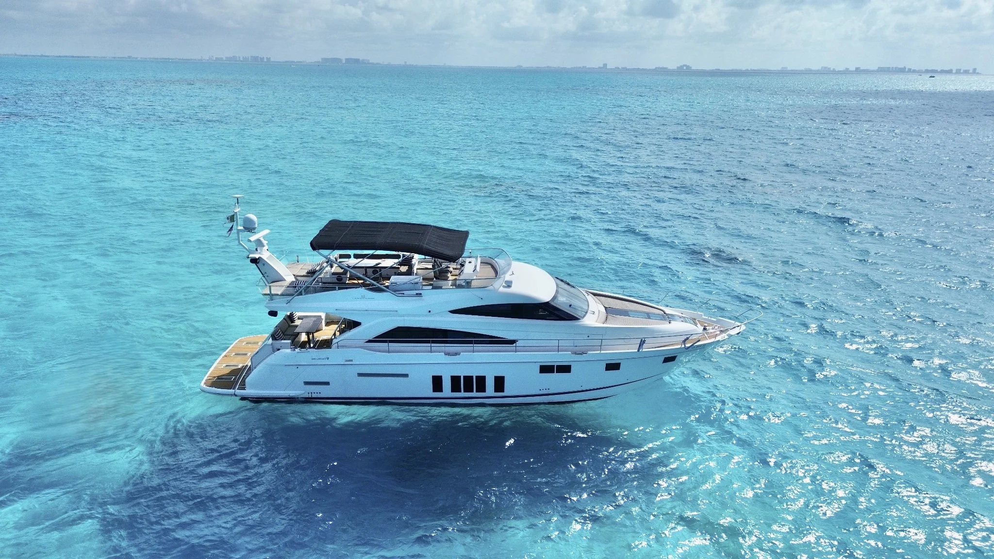 Addicted 70ft aerial view on turquoise water