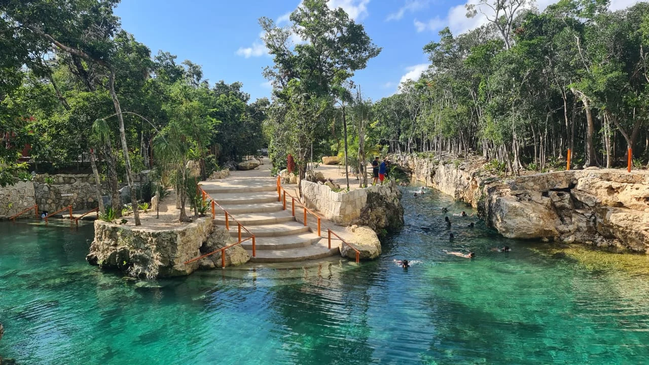 Panoramic cenote water view during the Casa Tortuga Basic Pass