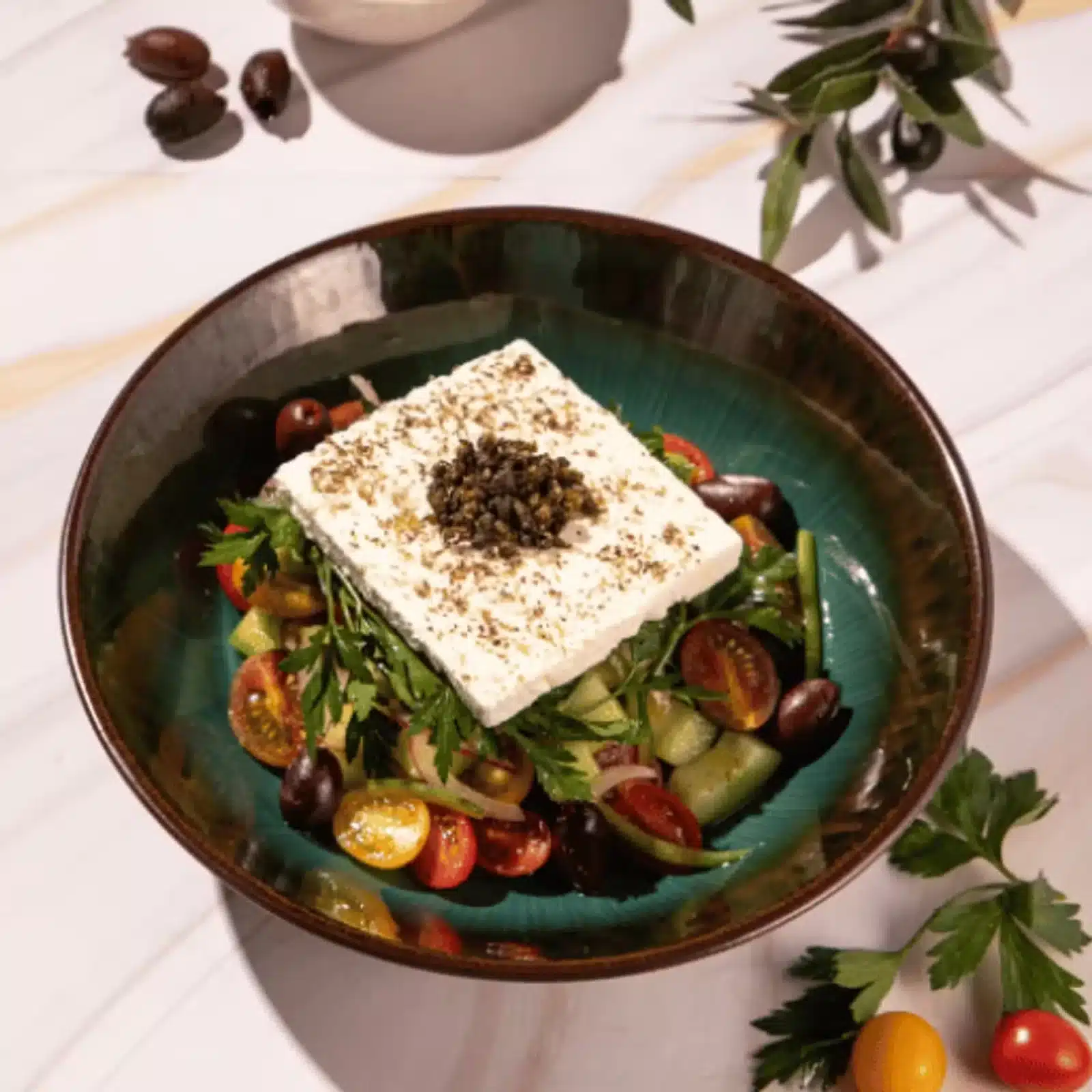 Greek salad with feta at Ilios Cancun