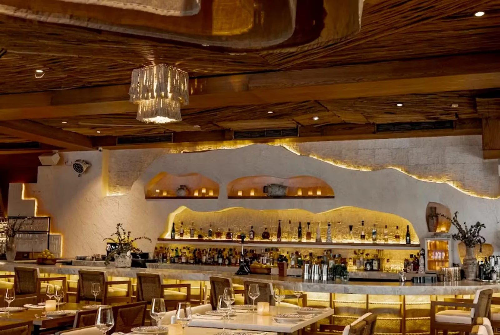 Bar interior at Ilios Greek Estiatorio Playa del Carmen