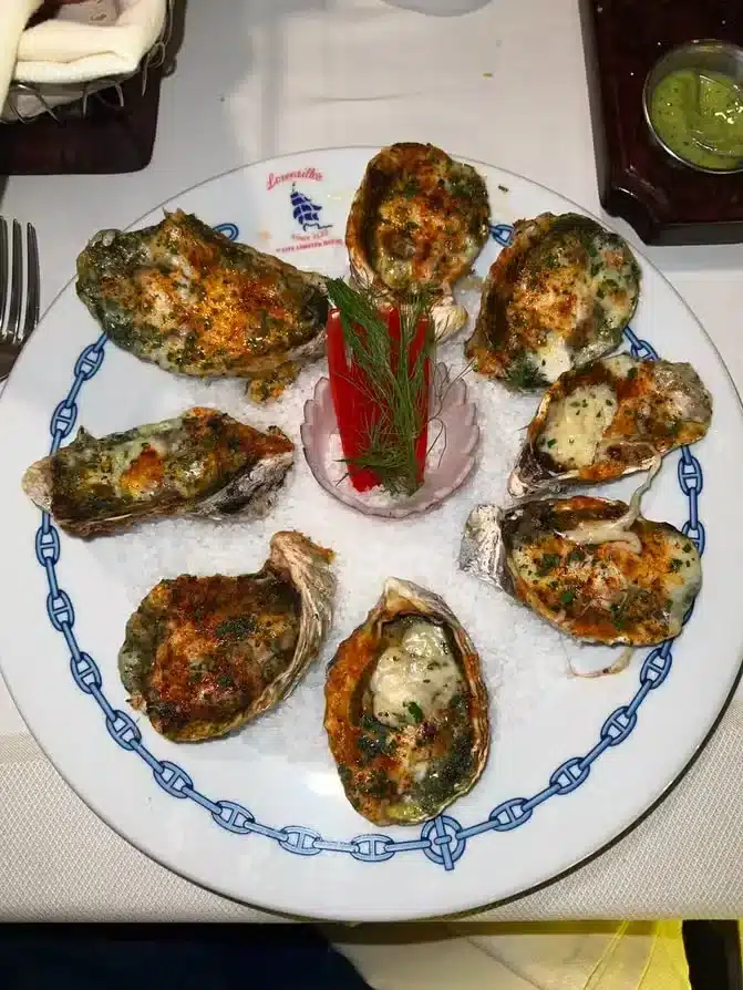 Baked oysters at Lorenzillo’s Cancun