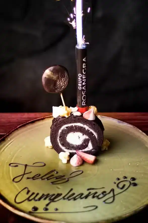 Birthday dessert celebration at RosaNegra Cancun