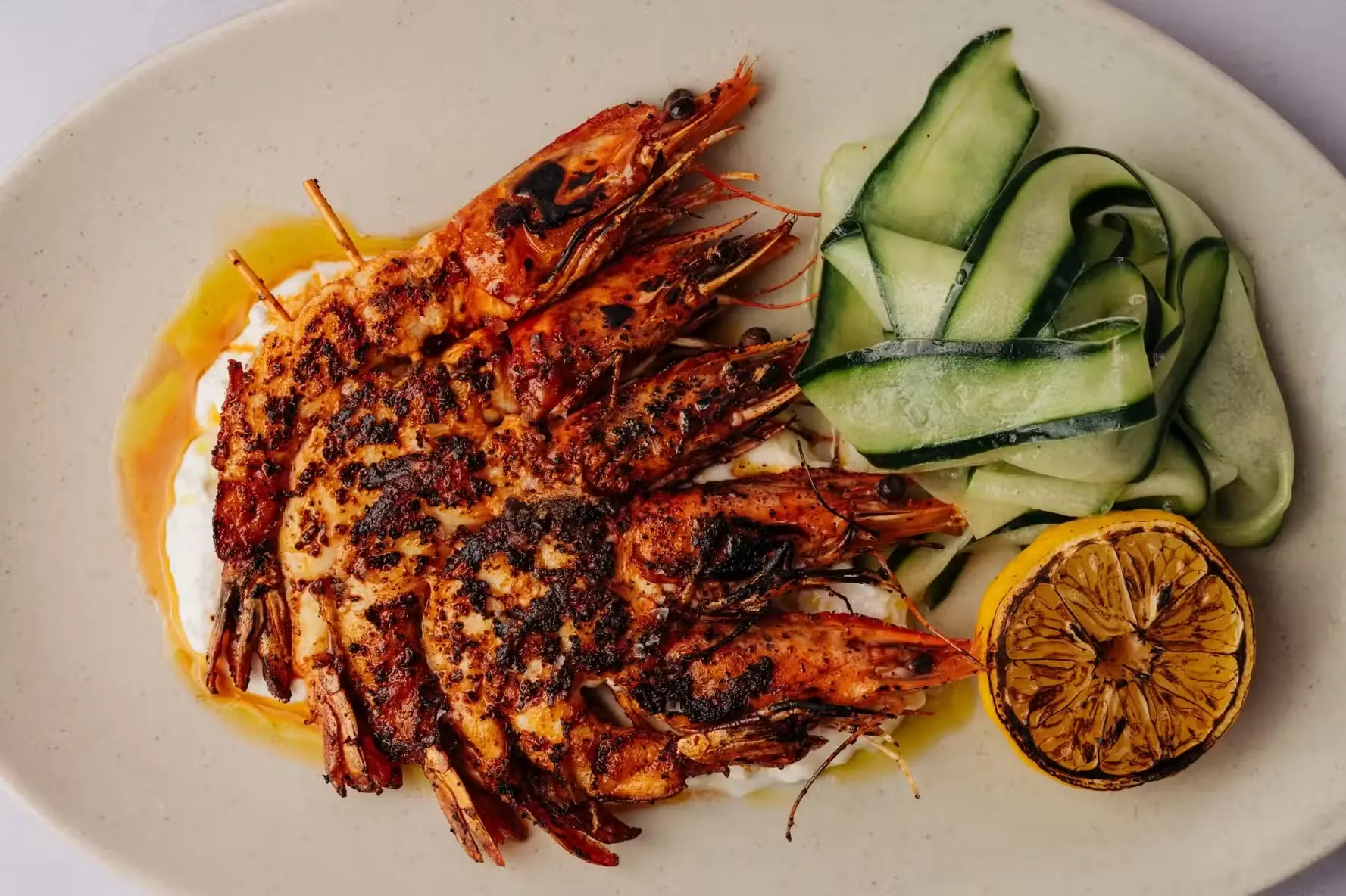 Grilled prawns at Ilios Tulum