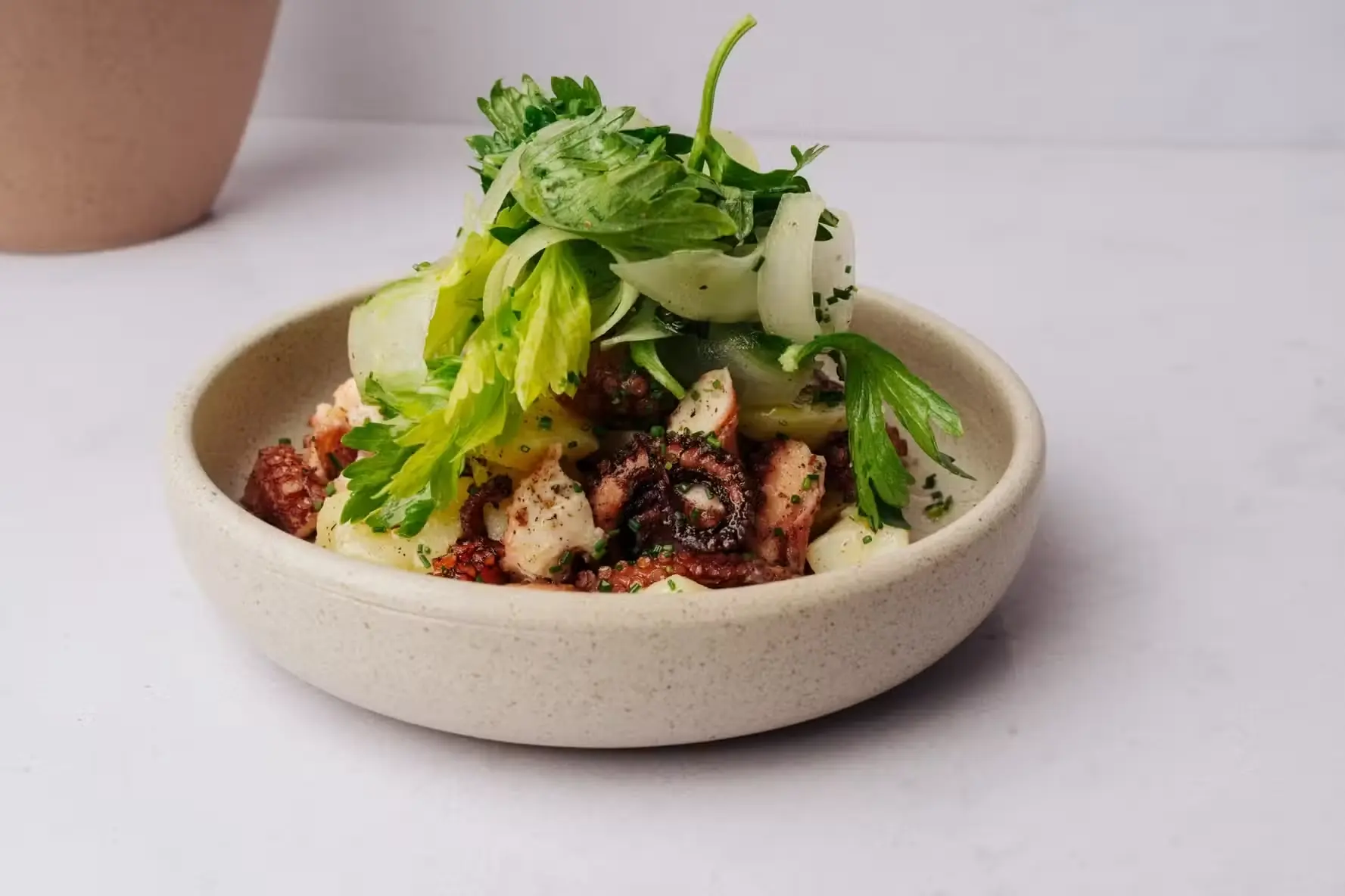 Mediterranean octopus salad at Ilios Tulum