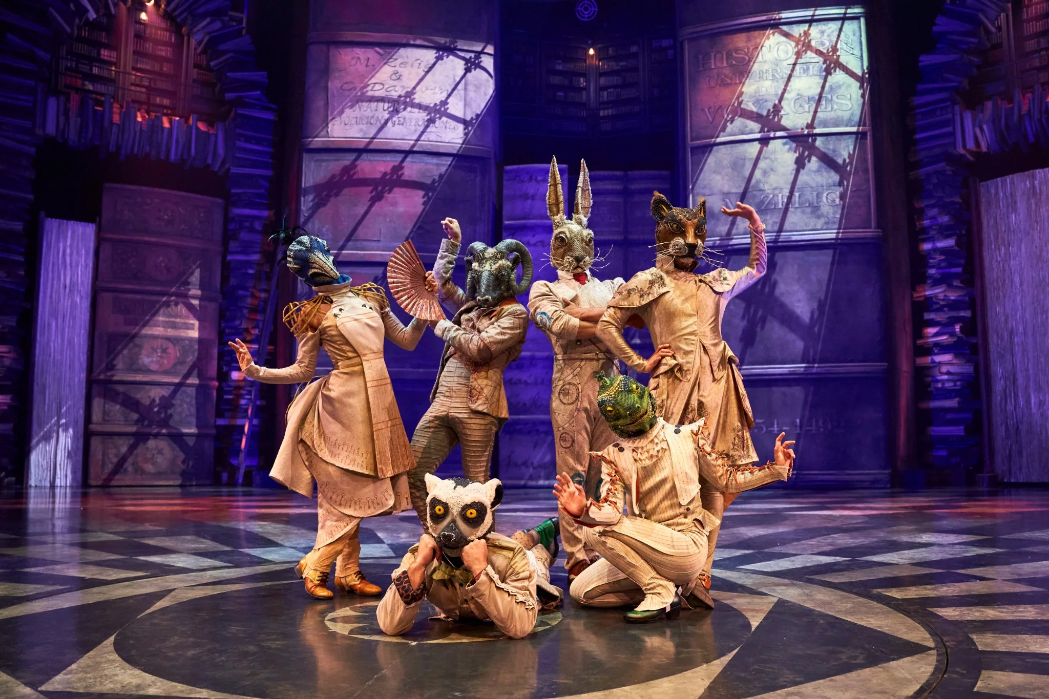 JOYÀ Cirque du Soleil masked characters performing on the Riviera Maya stage