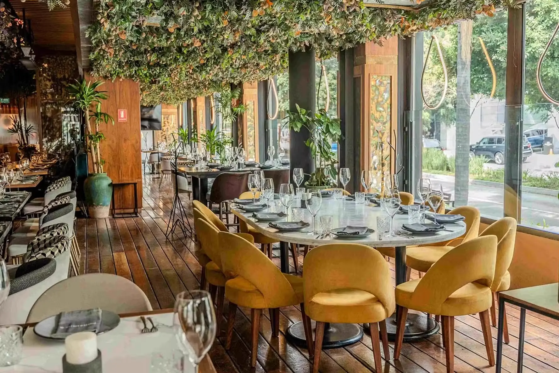 Window dining room at Porfirio's Polanco in Mexico City