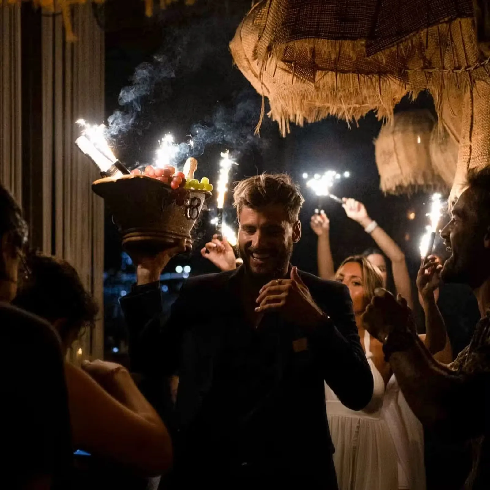 Bottle service celebration with sparklers at Taboo Cancun nightlife